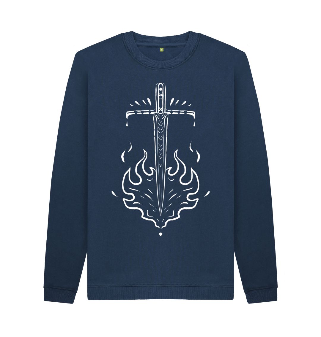 Navy Blue GreenEarth Sword Sweater