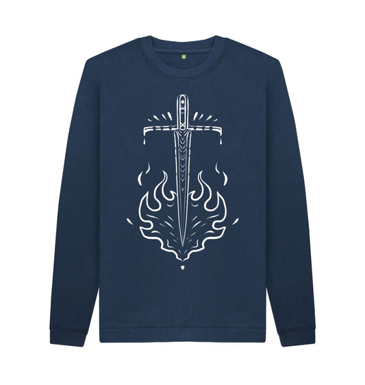 Navy Blue GreenEarth Sword Sweater